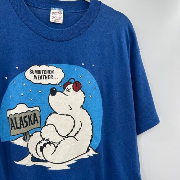 Sportswear Alaska women's Blue Short Sleeve Crew Neck T-Shirt Size Large - Picture 4 of 13